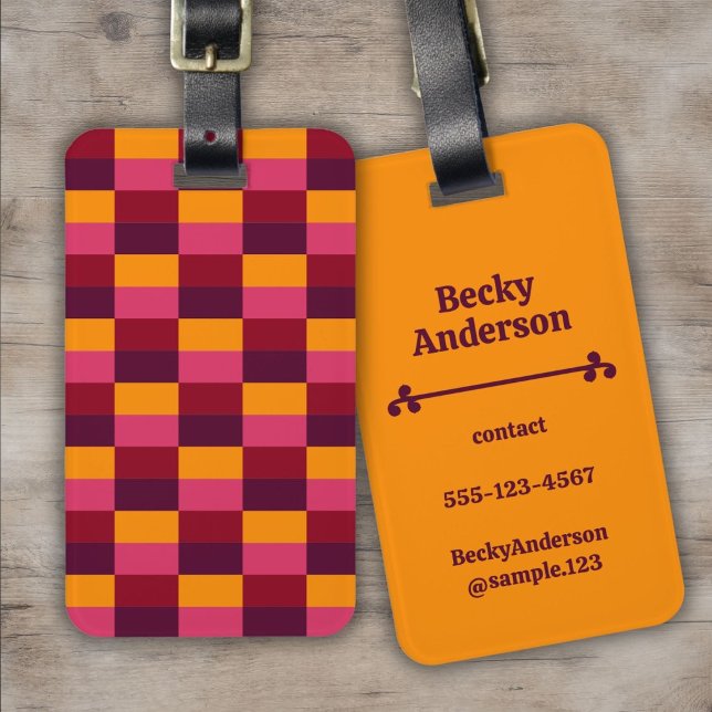 Bright Orange and Purple Combination Luggage Tag (Creator Uploaded)