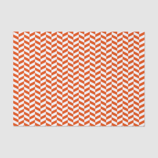 Bright Orange and White Herringbone Tissue Paper (Front)