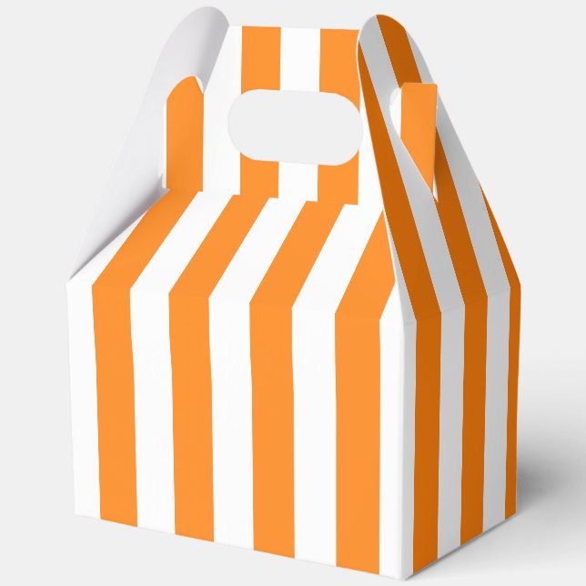 Bright Orange and White Striped Halloween  Favour Box (Front)