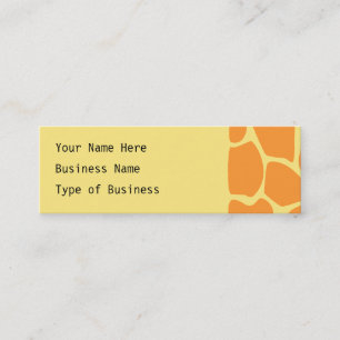 Bright Orange and Yellow Giraffe Print Pattern. Mini Business Card