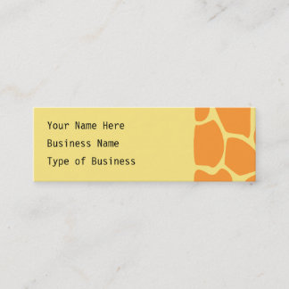 Bright Orange and Yellow Giraffe Print Pattern. Mini Business Card