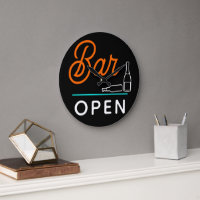 Bright Orange Aqua Blue Retro Bar Open