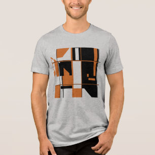 Bright Orange Black Abstract Art Gameboard Design Tri-Blend Shirt