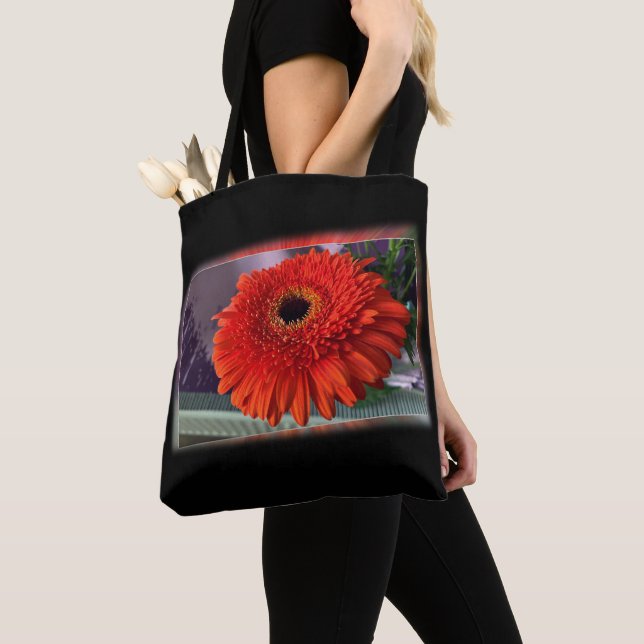 Bright orange blossom tote bag (Close Up)
