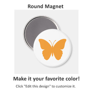 Bright Orange Butterfly Round Magnet
