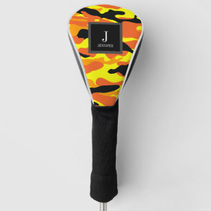 Bright Orange Camo Custom Name Golf Head Cover