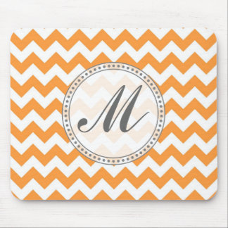 Bright Orange Chevrons - Custom Text Mouse Pad