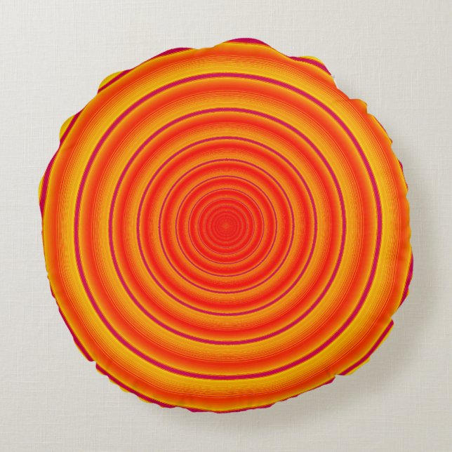 Bright orange circular design round cushion (Back)