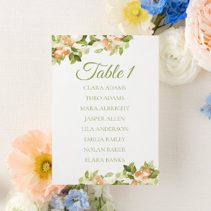 Bright Orange Citrus Numeric Seating Chart Table Number