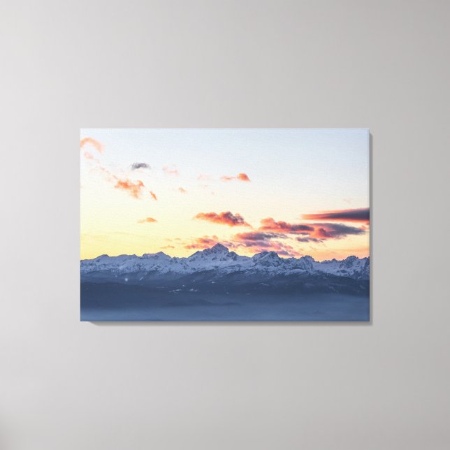 Bright orange clouds above Triglav, Slovenia Canvas Print (Front)