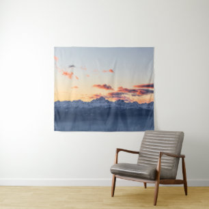 Bright orange clouds above Triglav, Slovenia Tapestry