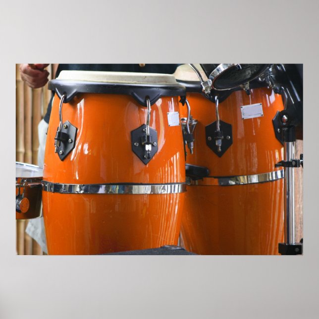 Bright orange conga drums photo poster (Front)