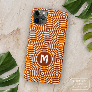 Bright Orange Dark Brown White Midcentury Pattern Case-Mate iPhone Case