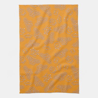 Bright orange dotted japanese pattern tea towel