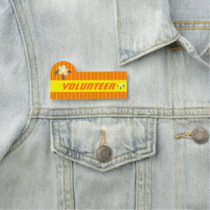 Bright Orange Easy Read Volunteer Name Tag
