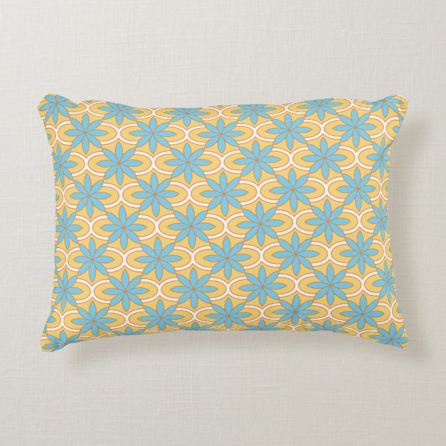 Bright orange fabric design featuring intricate bl decorative cushion (Front)
