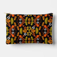 Bright Orange Floral Tropical Patterned