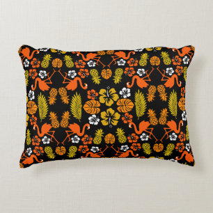 Bright Orange Floral Tropical Patterned Decorative Cushion
