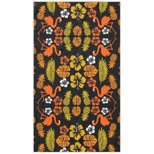 Bright Orange Floral Tropical Patterned Tablecloth