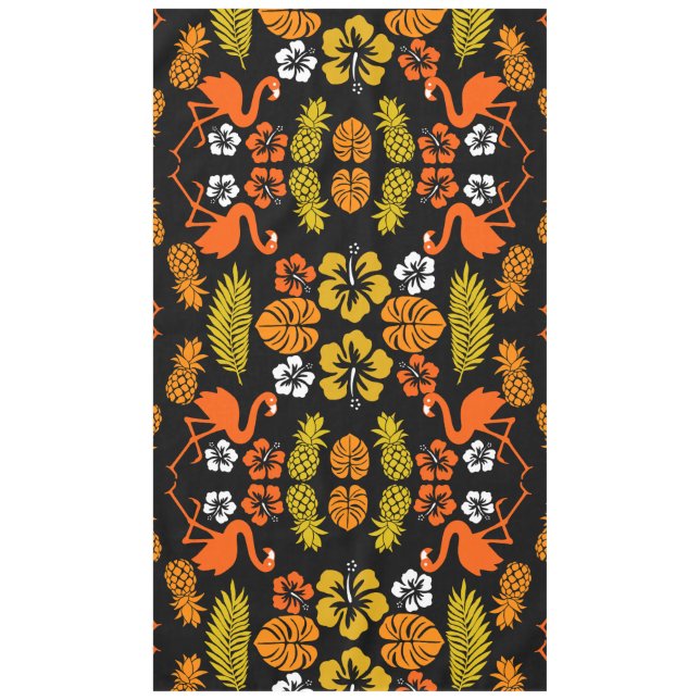 Bright Orange Floral Tropical Patterned Tablecloth (Front)