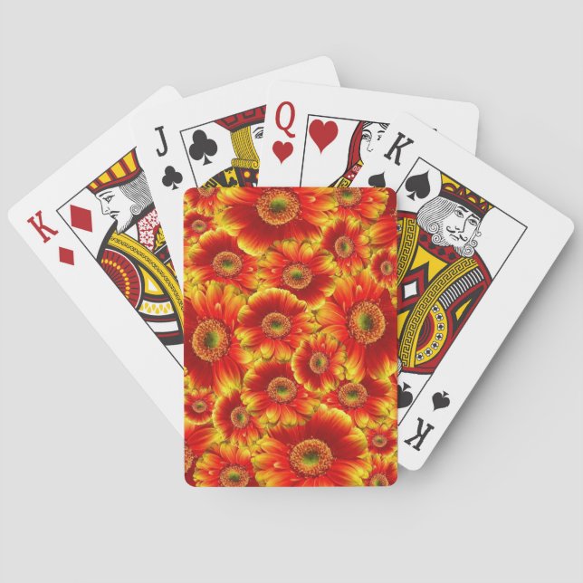 Bright Orange Flowers Playing Cards (Back)