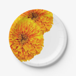 Bright Orange Gold Marigold Paper Party Plates