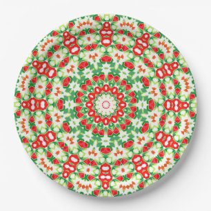 Bright Orange Green Fashionable Bandanna Shawl Paper Plate