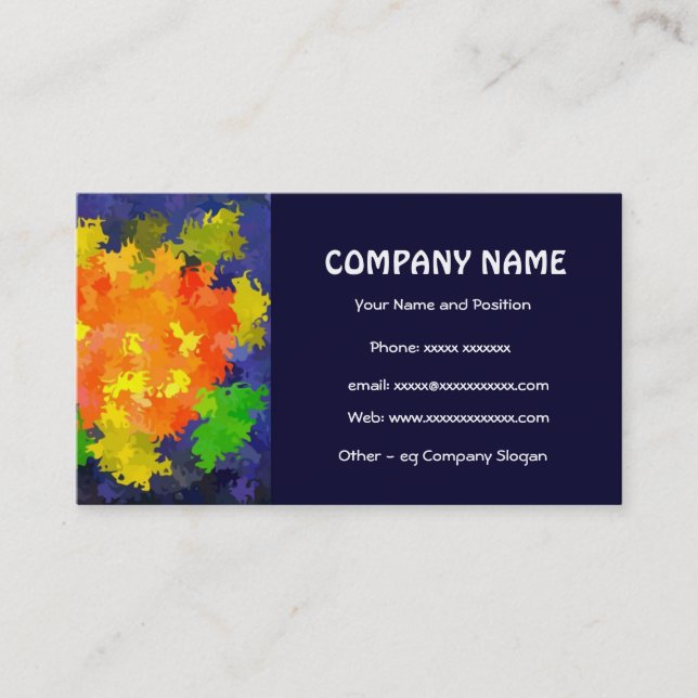 Bright Orange, Green, Navy Blue Business Card (Front)