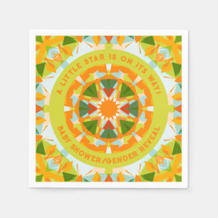 Bright Orange Green Star Baby Girl’s Boy’s Shower  Napkin