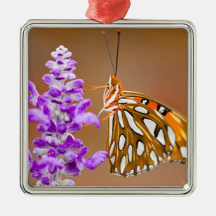 Bright Orange Gulf Fritillary Butterfly Metal Tree Decoration