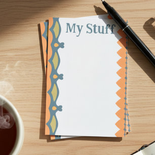 Bright Orange Hearts And Waves Post-it Notes