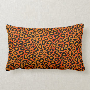 Bright Orange Leopard Animal Print Pattern Lumbar Cushion