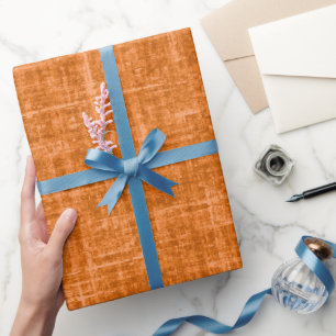 Bright Orange Linen Wrapping Paper