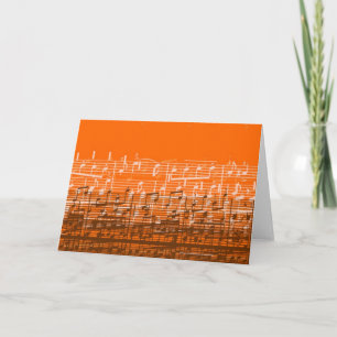 Bright orange messy music notes greeting card