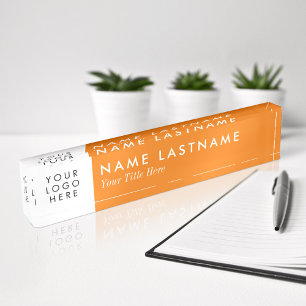 Bright Orange Minimalist Custom Logo Nameplate