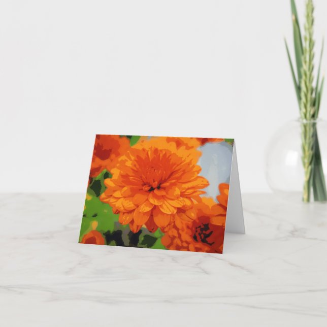 Bright Orange Mums Note Card (Front)