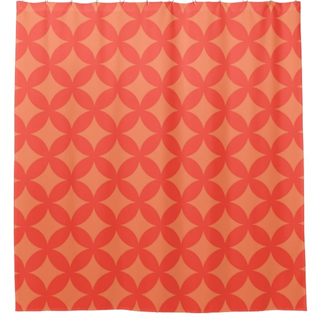 Bright Orange on Orange Geocircles Pattern Design Shower Curtain (Front)