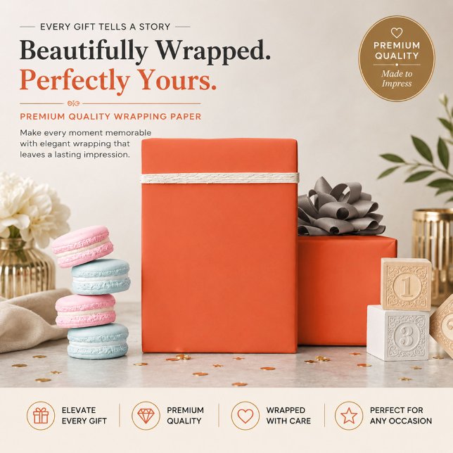 Bright Orange Personalised Wrapping Paper (Creator Uploaded)