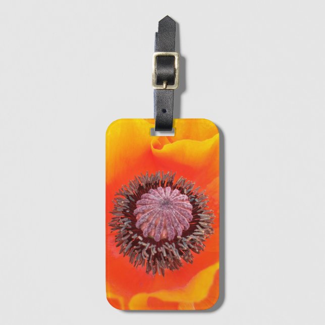 Bright Orange Poppy Flower Luggage Tag (Front Vertical)
