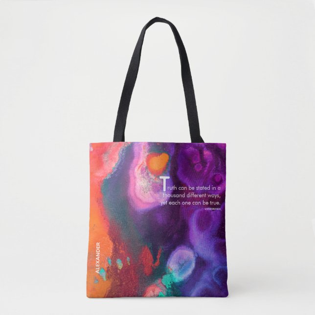 Bright Orange &  Purple Abstract Watercolor Tote Bag (Front)