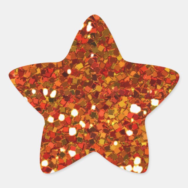 BRIGHT ORANGE RED TAN WHITE GLITTER-LIKE TILES TE STAR STICKER (Front)