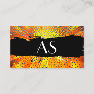 Bright Orange Reds Dot Pattern Monogram Business Card