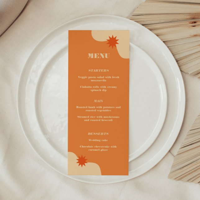 Bright Orange Retro Summer Wedding Menu (Creator Uploaded)