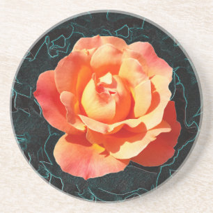 Bright orange rose coaster