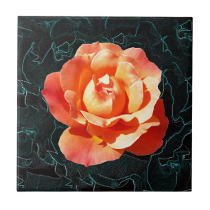 Bright orange rose tile