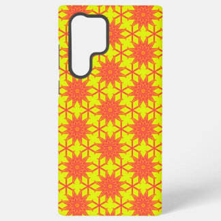 Bright Orange Starburst Flower on Yellow Samsung Galaxy Case