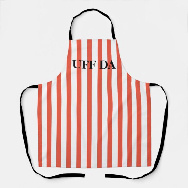 Bright Orange Striped Uff Da All-Over Print Apron (Front)