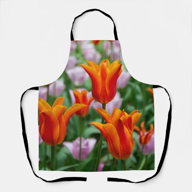 Bright orange tulips in the park    apron (Front)