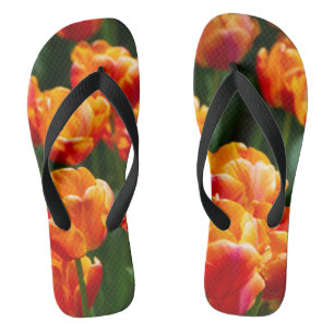 Bright orange tulips in the park   jandals