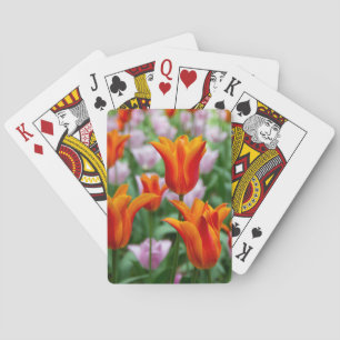Bright orange tulips in the park      playing cards